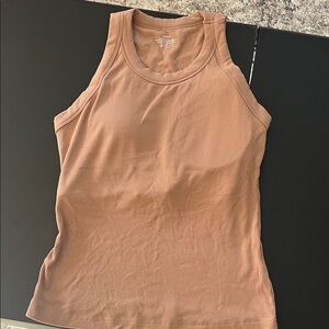 Elegant Camel Ribbed Tank Top